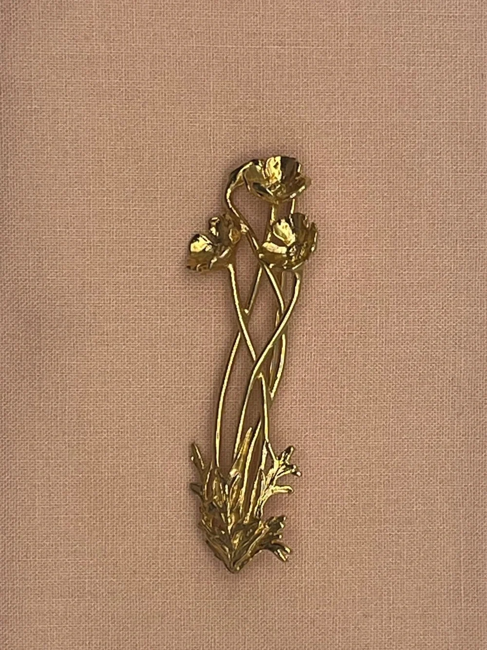 Poppy Flower Brooch 18 k Gold Plated